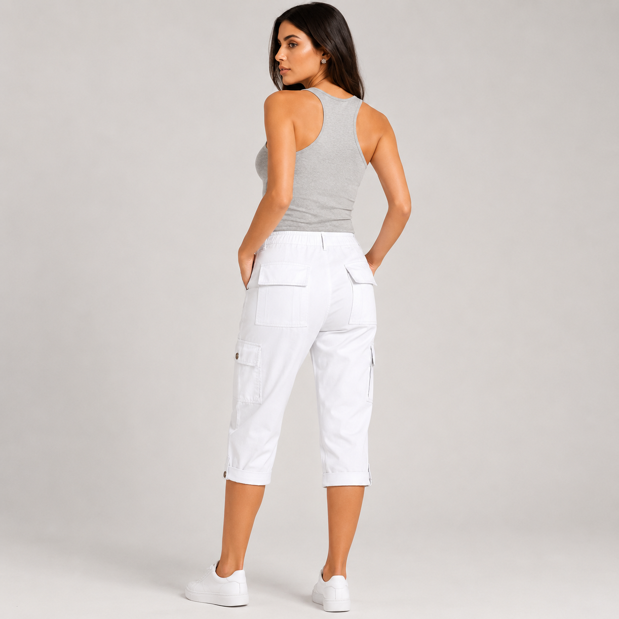 Inés - Pantalones cortos informales elásticos con bolsillos