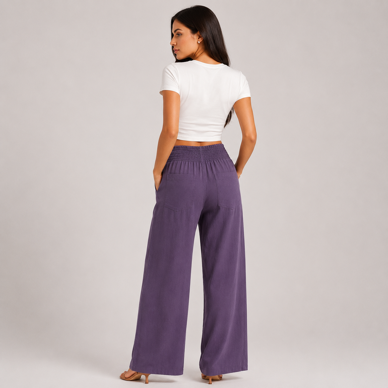 Pantalones de verano cómodos y elásticos de lino