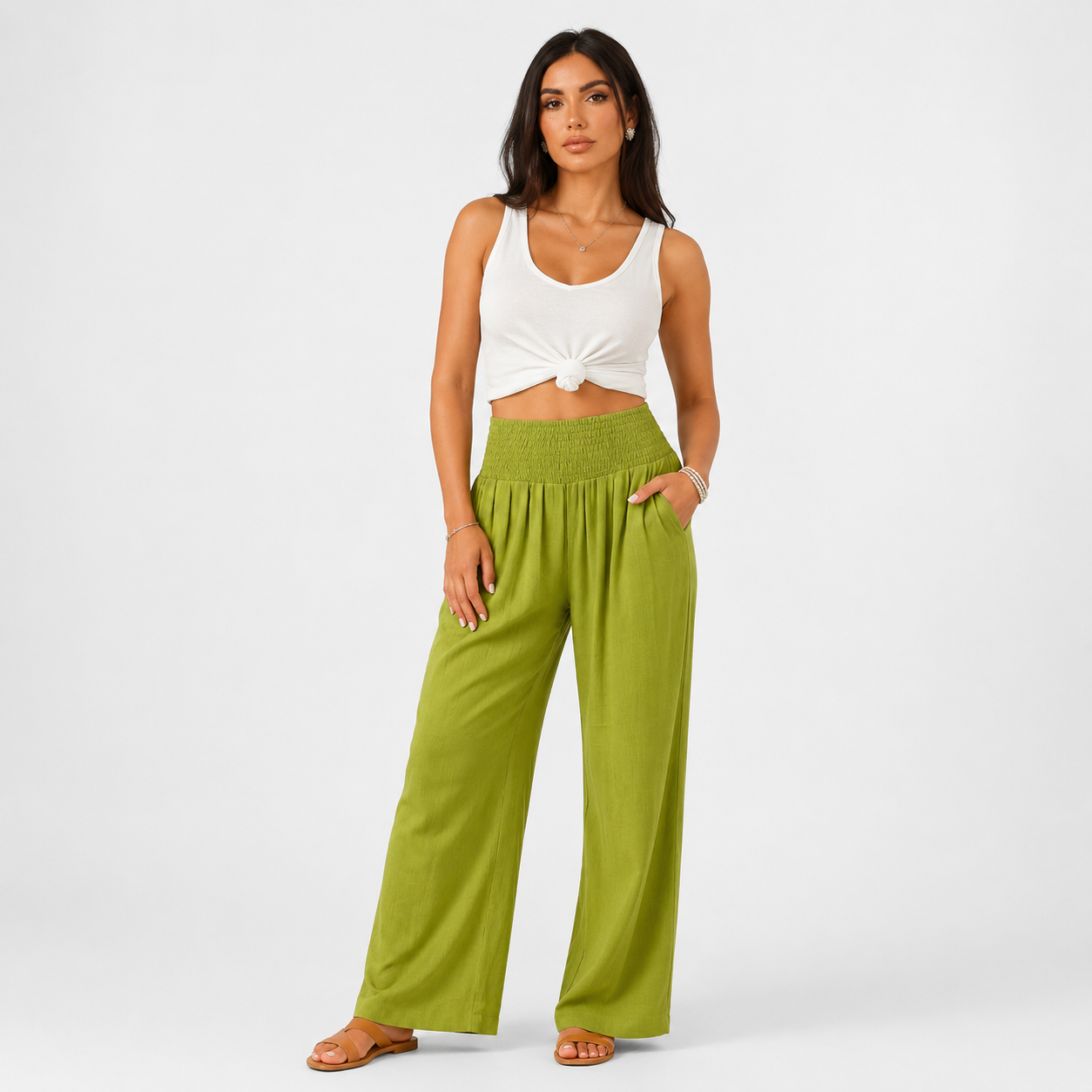 Pantalones de verano cómodos y elásticos de lino