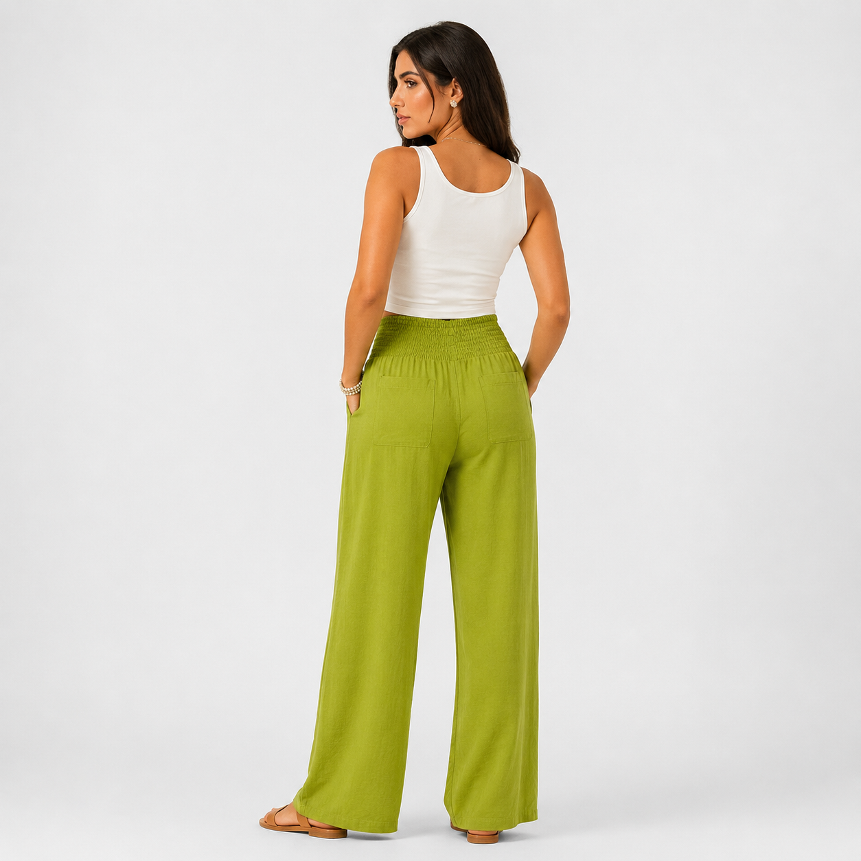 Pantalones de verano cómodos y elásticos de lino