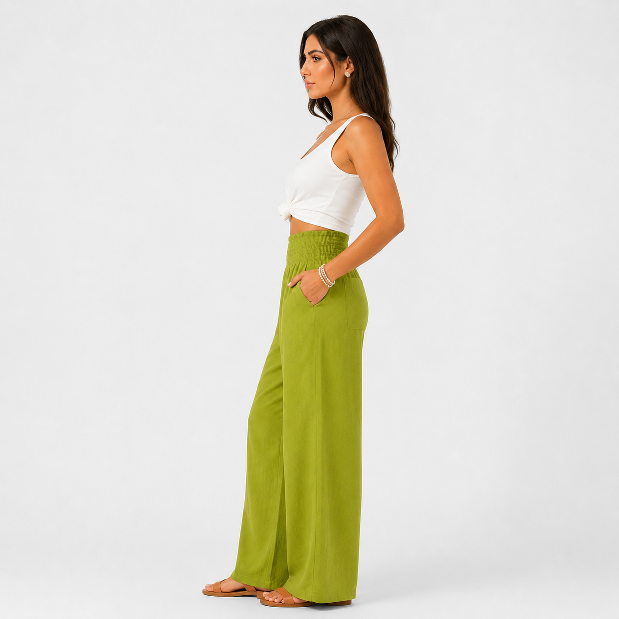 Pantalones de verano cómodos y elásticos de lino