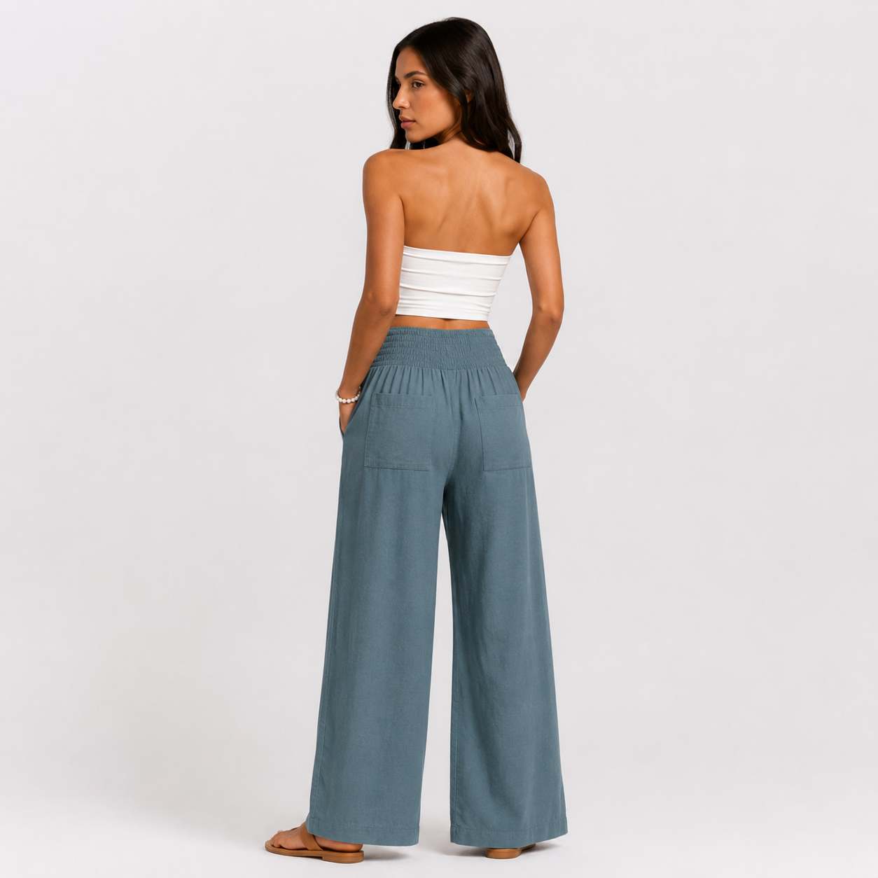Pantalones de verano cómodos y elásticos de lino