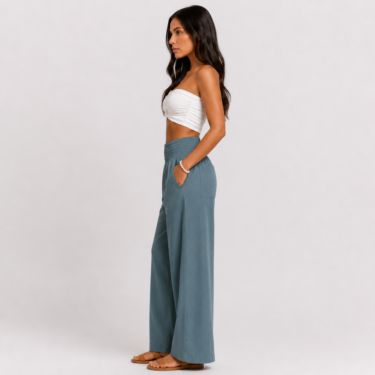Pantalones de verano cómodos y elásticos de lino