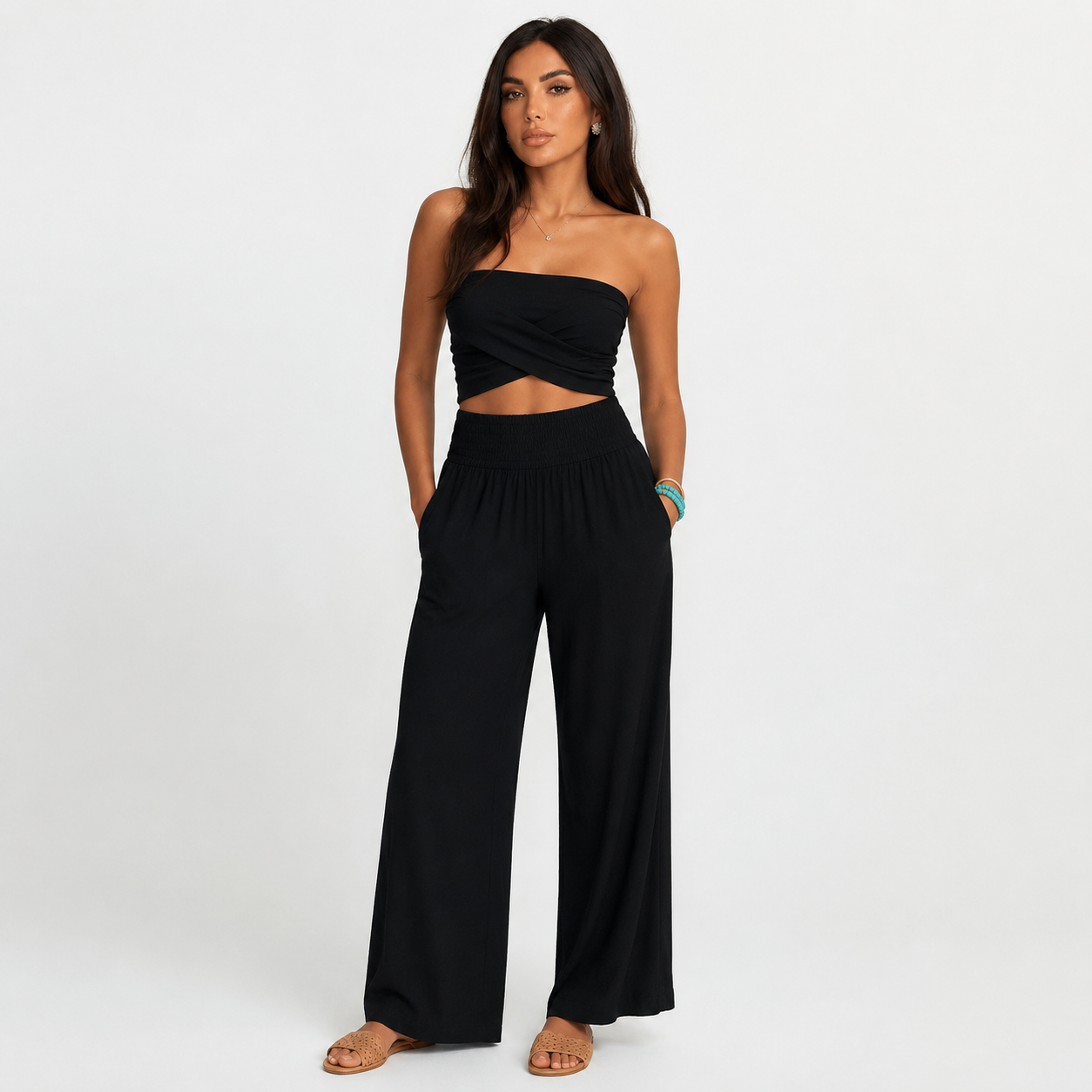 Pantalón de Lino con Cintura Elástica