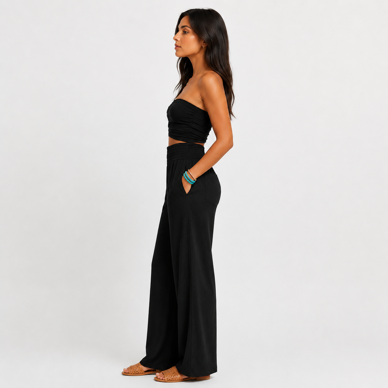 Pantalón de Lino con Cintura Elástica