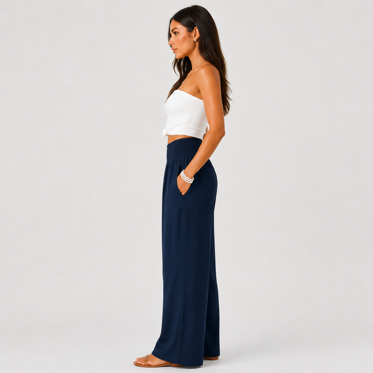 Pantalones de verano cómodos y elásticos de lino