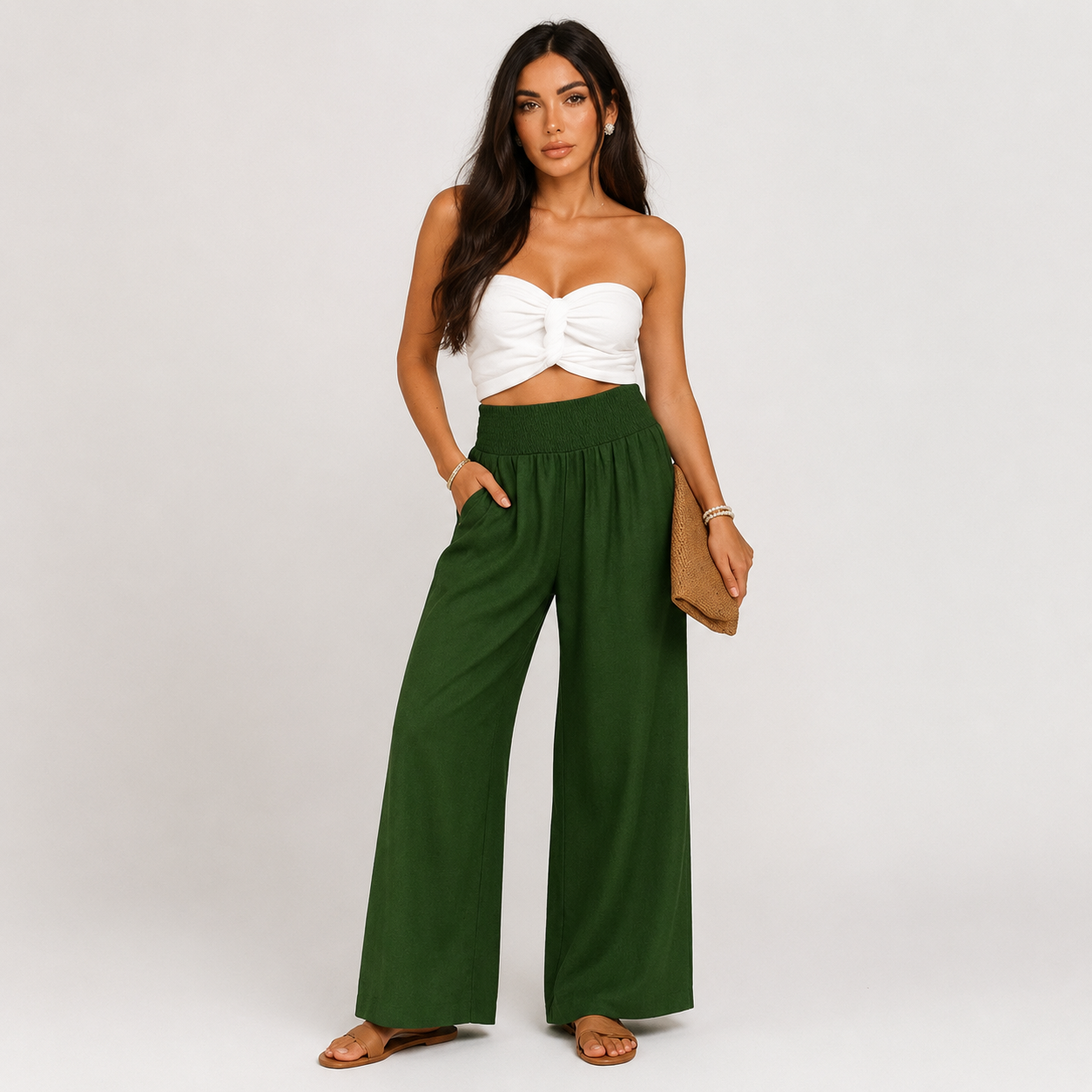 Pantalones de verano cómodos y elásticos de lino