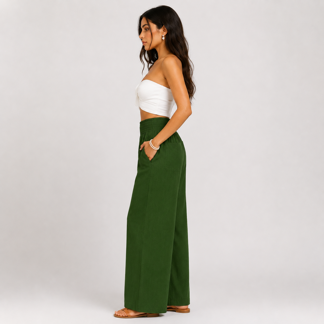 Pantalones de verano cómodos y elásticos de lino