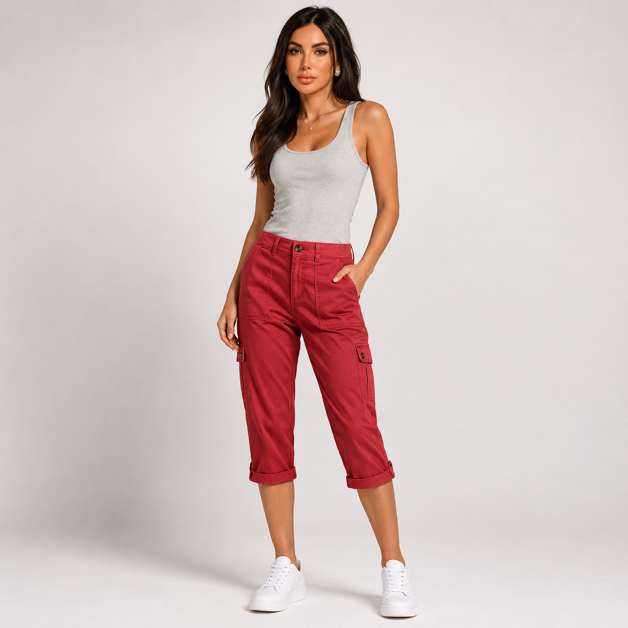 Inés - Pantalones cortos informales elásticos con bolsillos