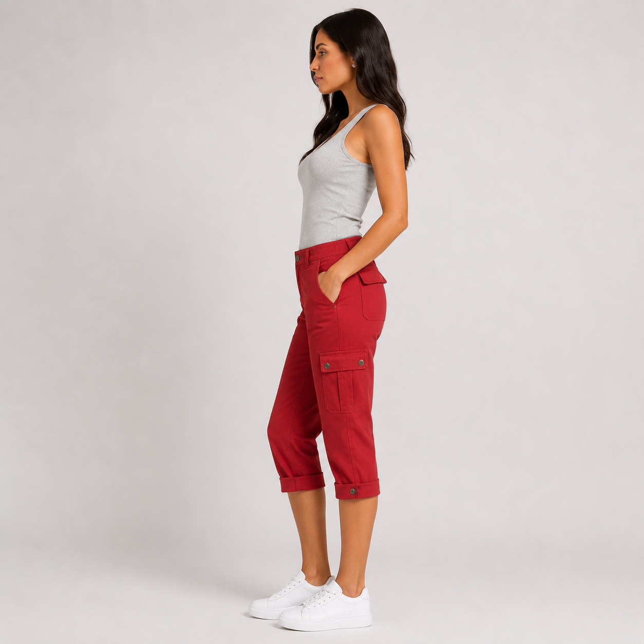 Inés - Pantalones cortos informales elásticos con bolsillos