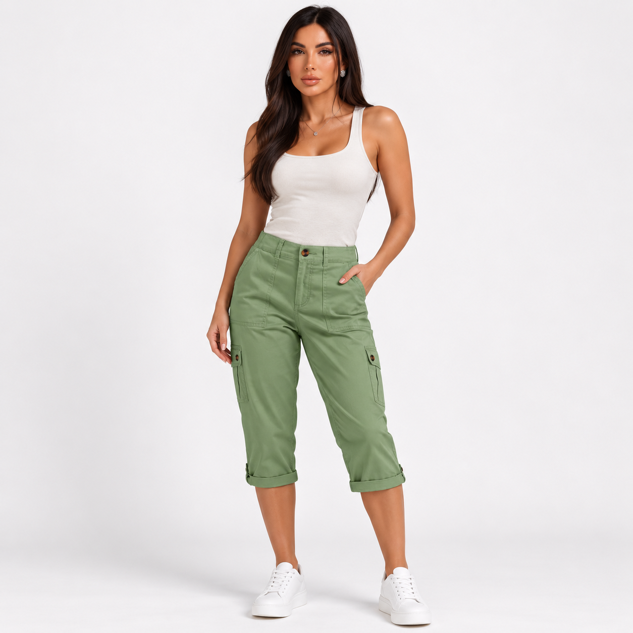Inés - Pantalones cortos informales elásticos con bolsillos