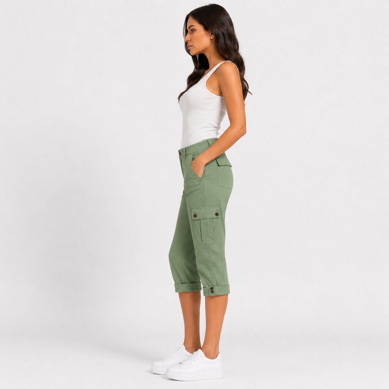 Inés - Pantalones cortos informales elásticos con bolsillos