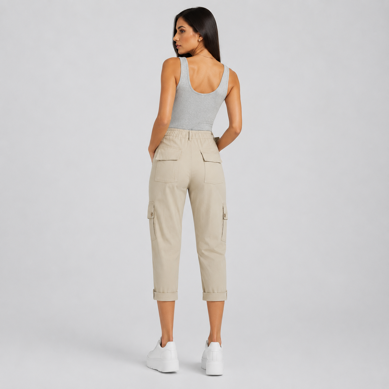 Inés - Pantalones cortos informales elásticos con bolsillos