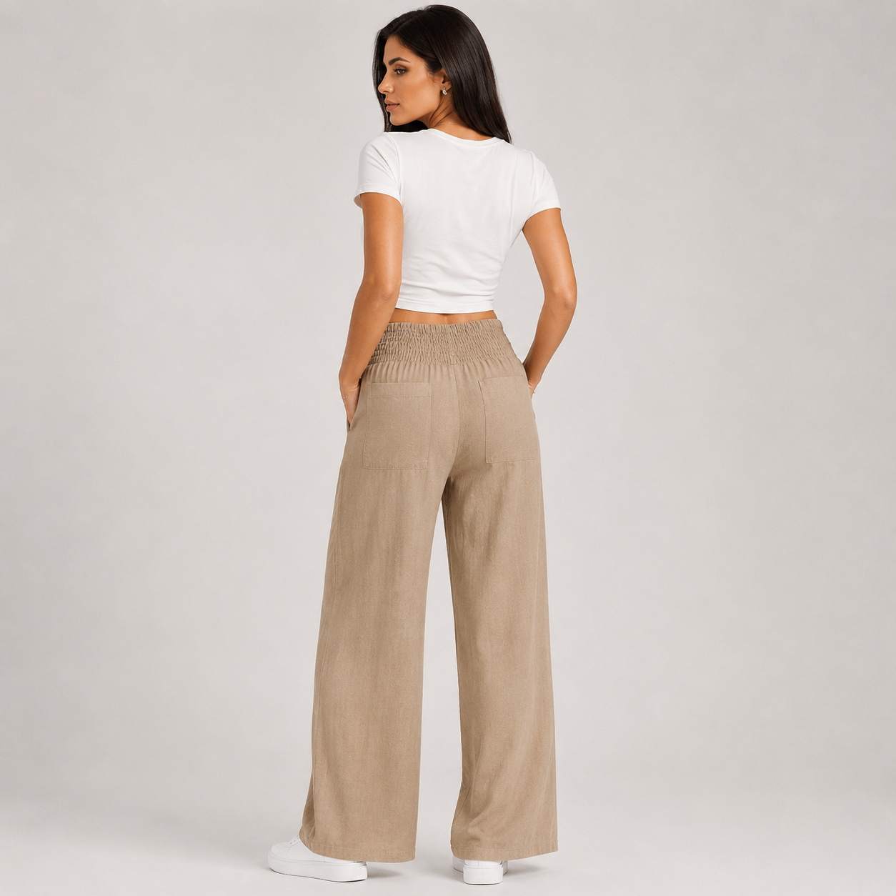 Pantalones de verano cómodos y elásticos de lino