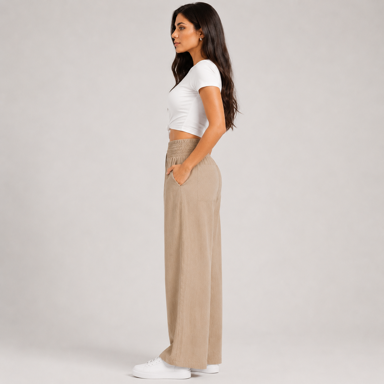 Pantalones de verano cómodos y elásticos de lino