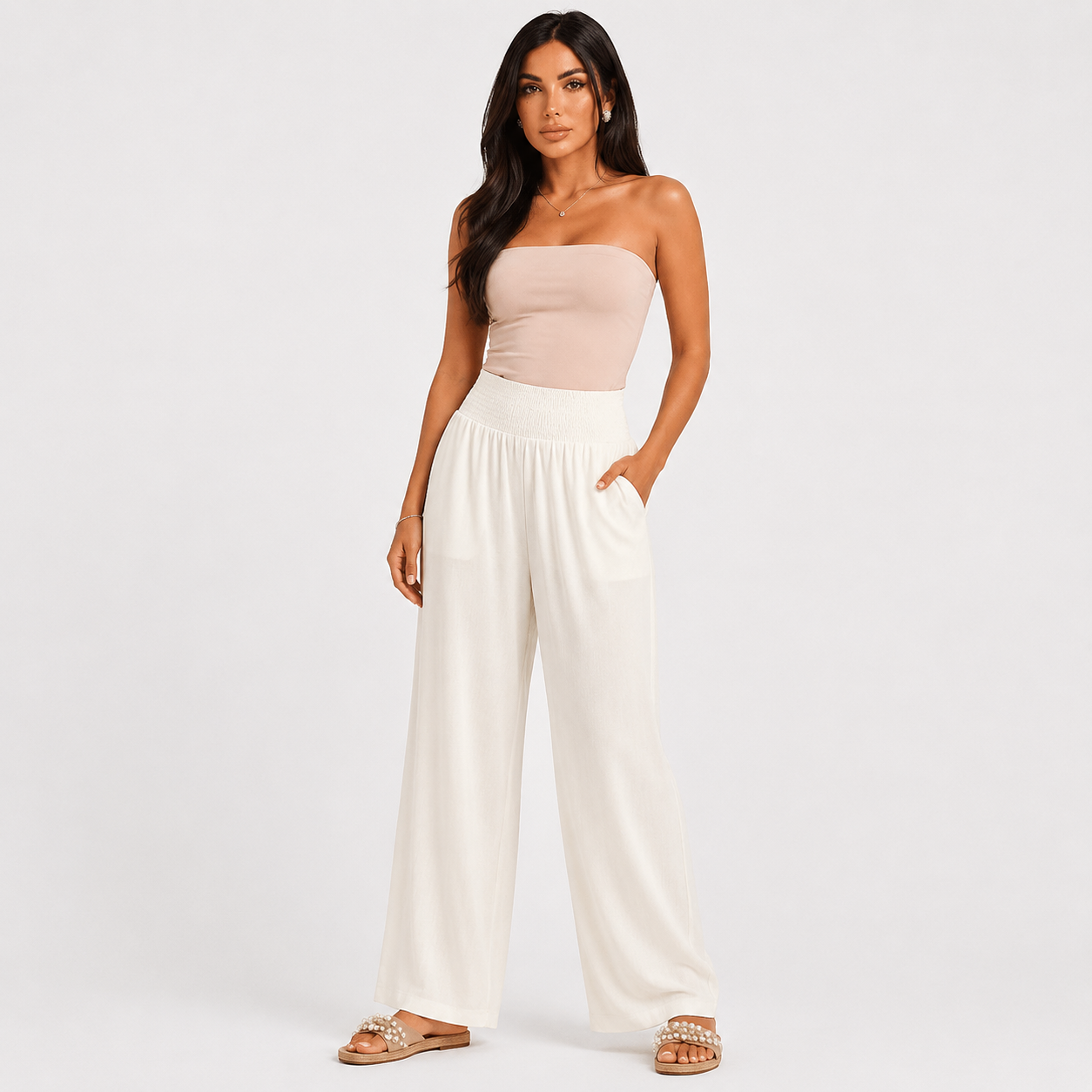 Pantalones de verano cómodos y elásticos de lino