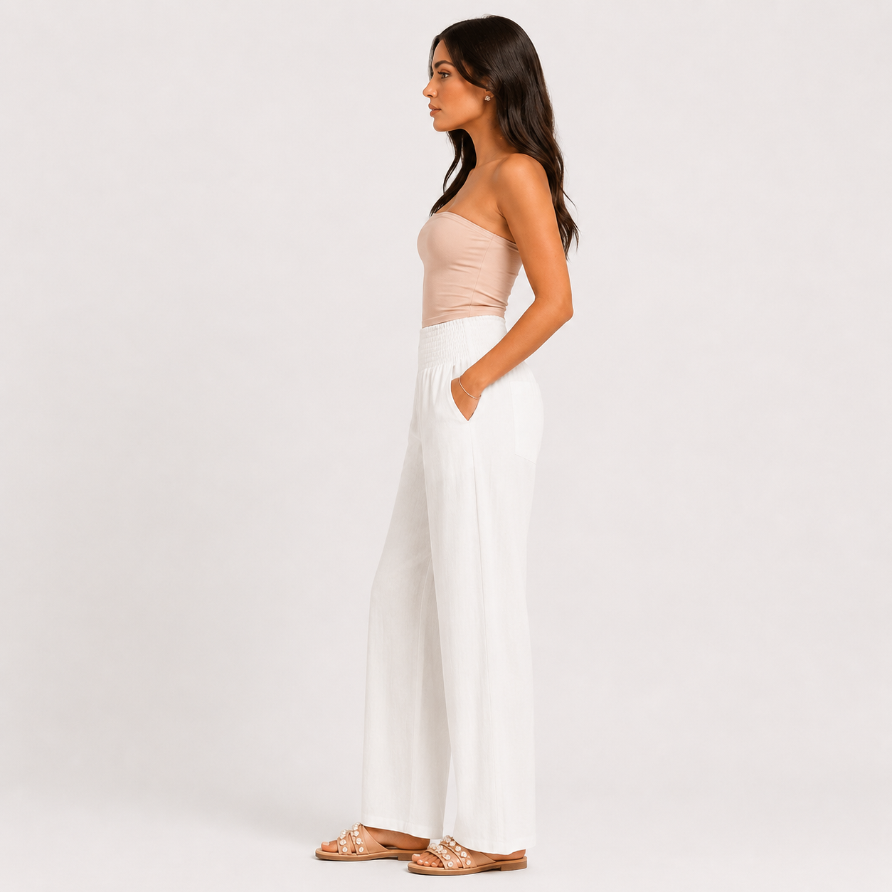 Pantalones de verano cómodos y elásticos de lino