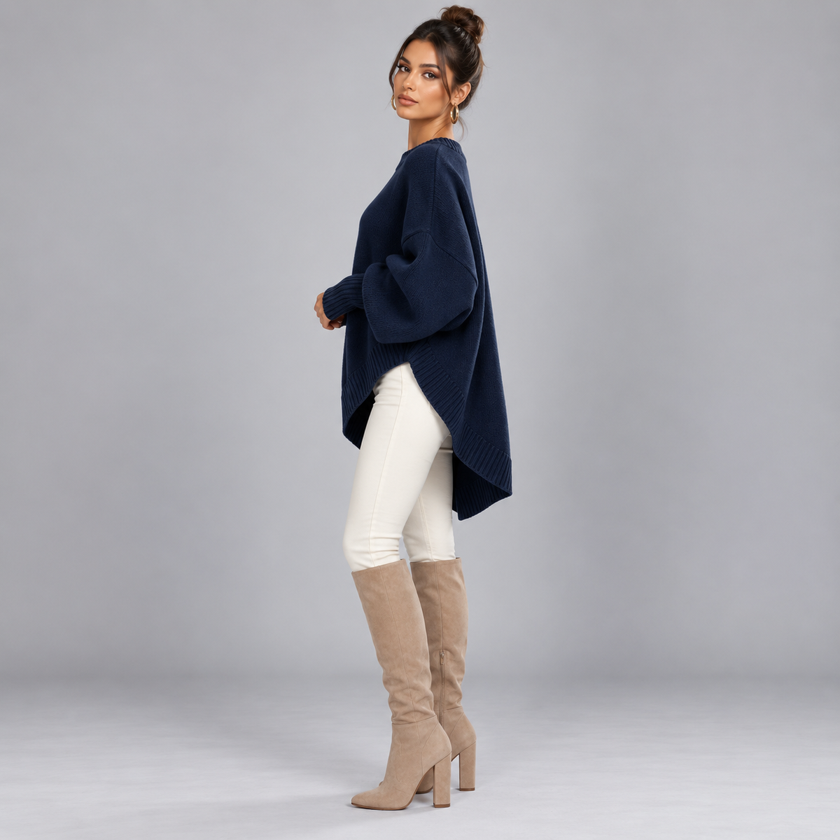 Jersey de punto fino para mujer con corte entallado