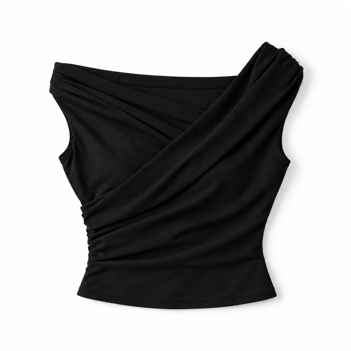 Top para mujer con hombro drapeado | Ajuste holgado | Detalle de hombro drapeado, cintura fruncida, ajuste cómodo | Ropa de trabajo, ropa de noche