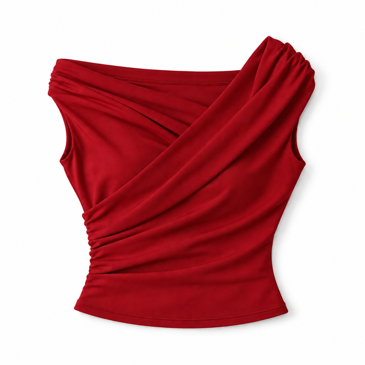 Top para mujer con hombro drapeado | Ajuste holgado | Detalle de hombro drapeado, cintura fruncida, ajuste cómodo | Ropa de trabajo, ropa de noche