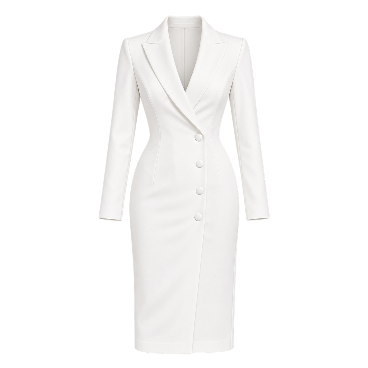 Vestido Blazer Mujer con Escote Cruzado en V y Fila de Botones