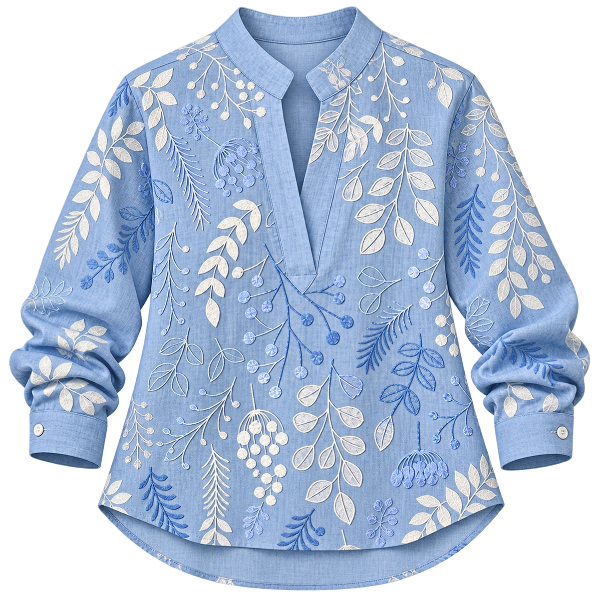Blusa de mujer con estampado de flores y escote en V