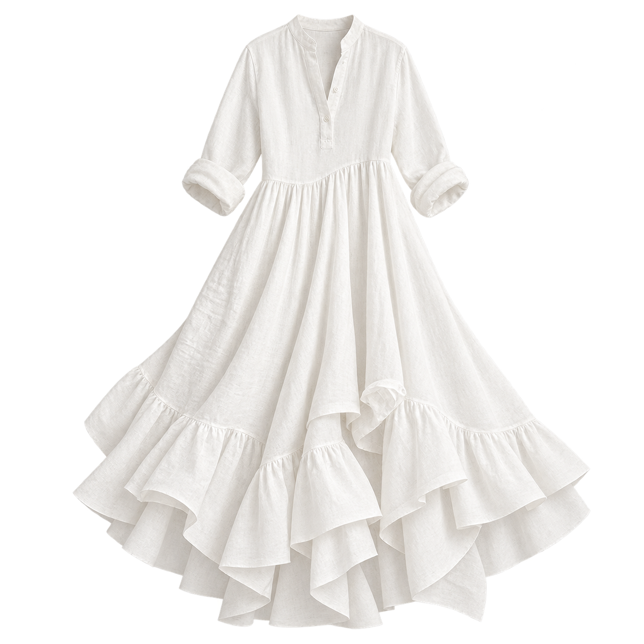 Vestido largo de mujer con escote en V y falda fluida