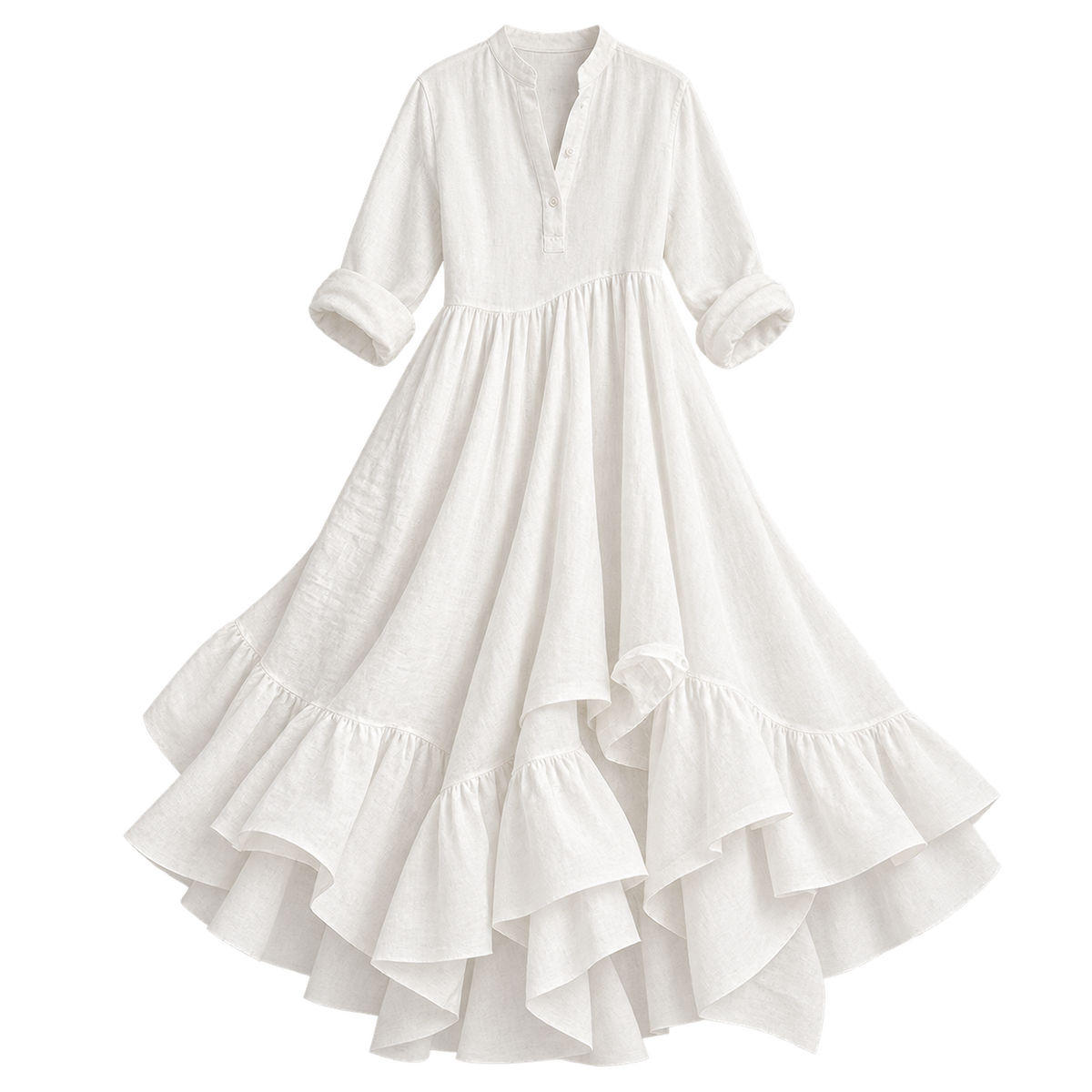Vestido largo de mujer con escote en V y falda fluida