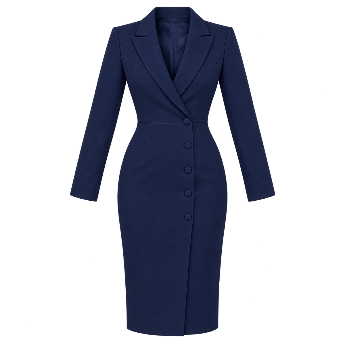 Vestido Blazer Mujer con Escote Cruzado en V y Fila de Botones
