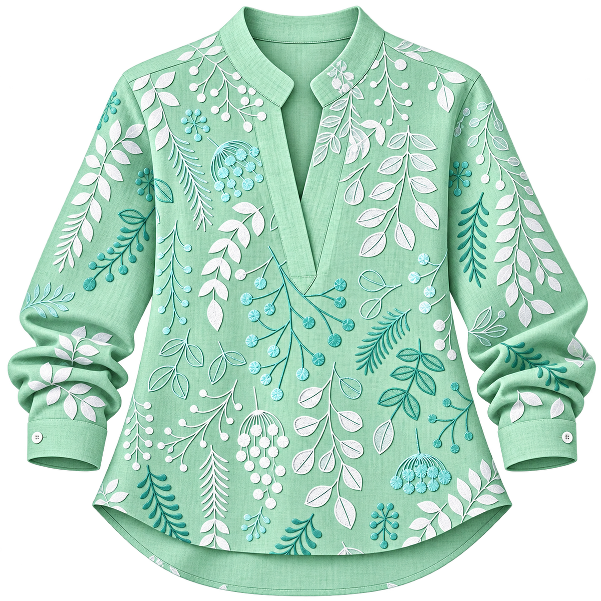 Blusa de mujer con estampado de flores y escote en V