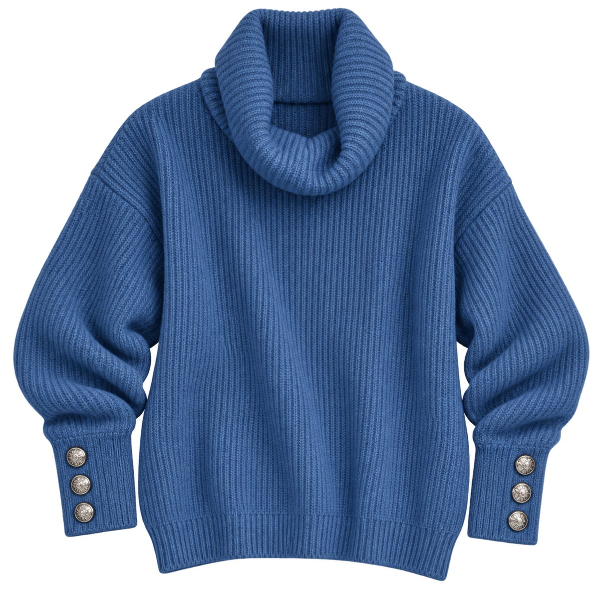 Jersey de punto fino para mujer con cuello alto y detalles de botones