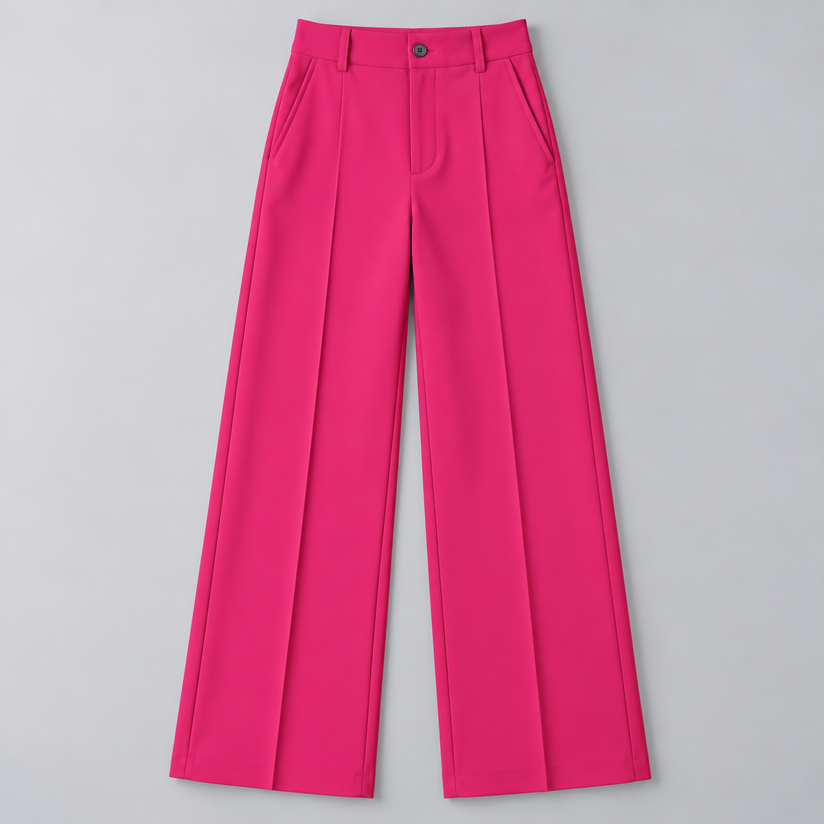 Pantalón de Talle Alto y Corte Recto | Cinturilla Elástica y Pliegues Delanteros | Estilo Versátil para Oficina y Fin de Semana