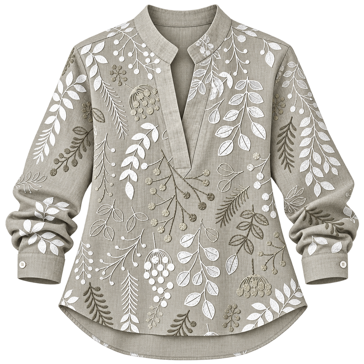 Blusa de mujer con estampado de flores y escote en V