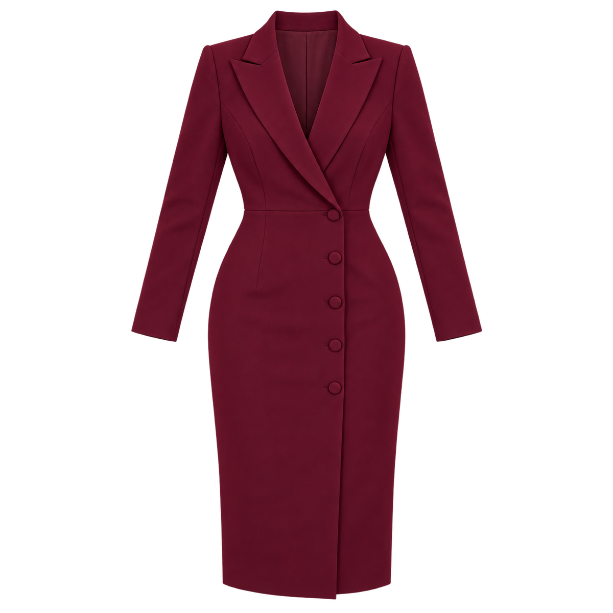 Vestido Blazer Mujer con Escote Cruzado en V y Fila de Botones