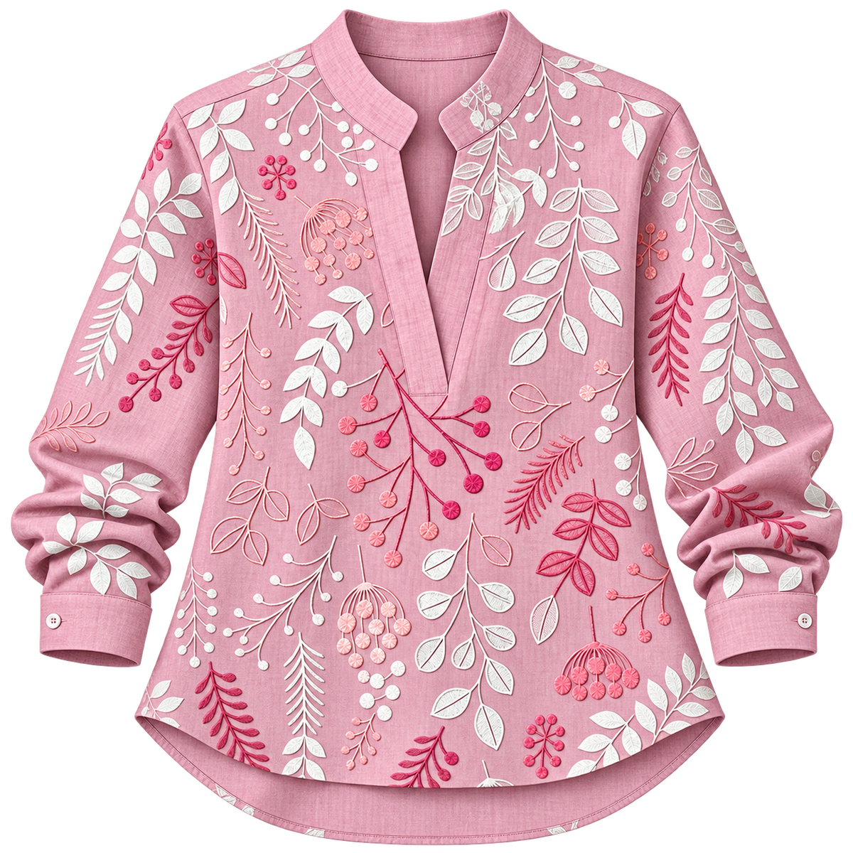 Blusa de mujer con estampado de flores y escote en V