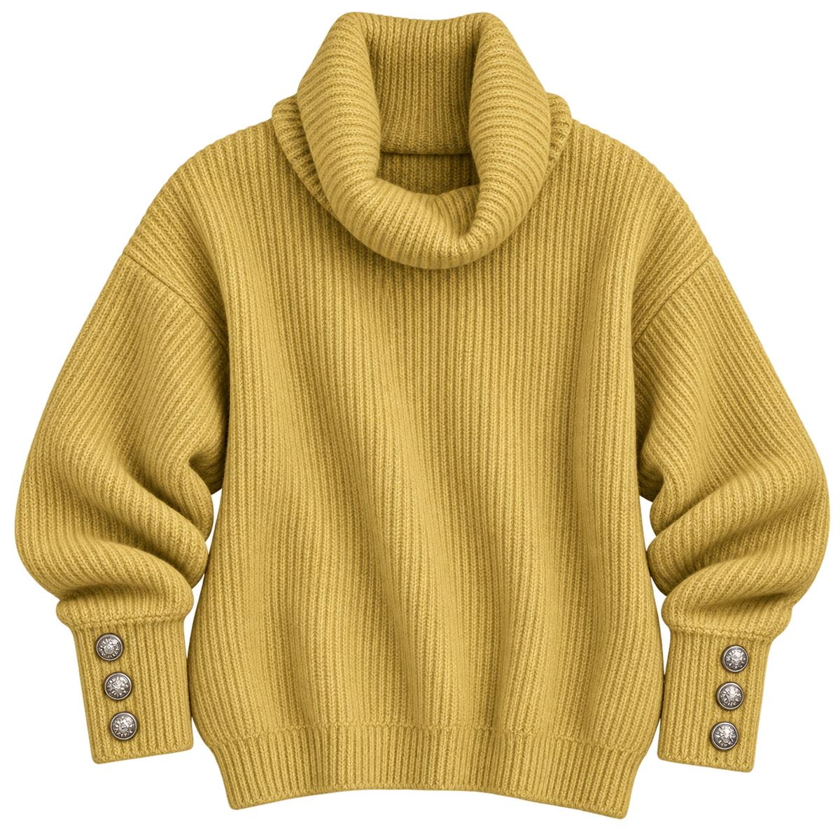 Jersey de punto fino para mujer con cuello alto y detalles de botones