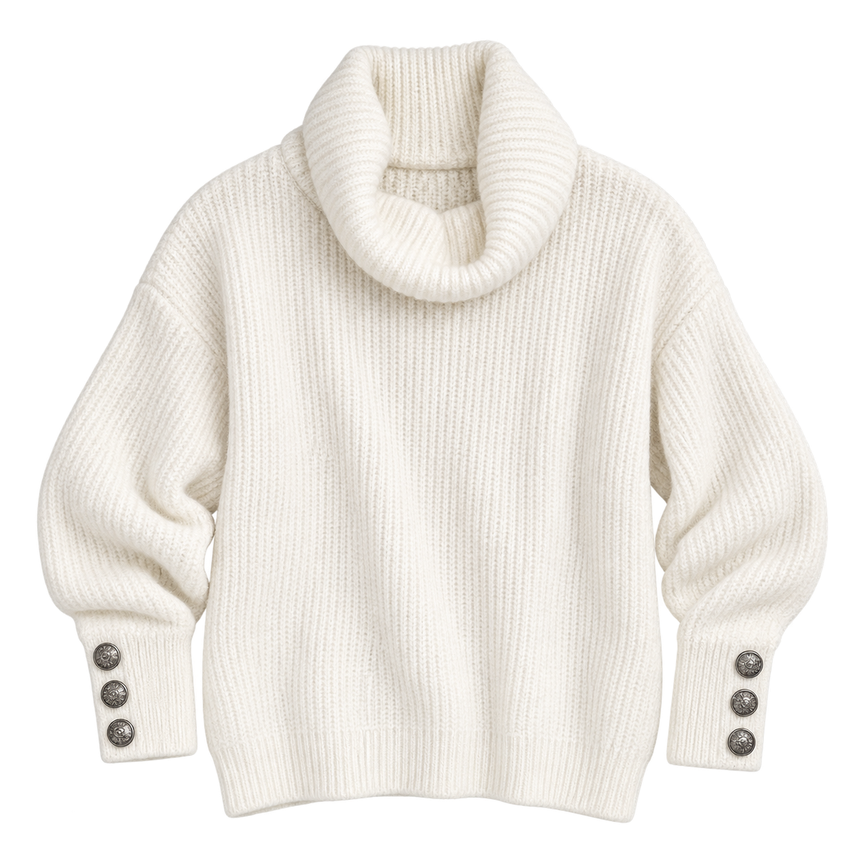 Jersey de punto fino para mujer con cuello alto y detalles de botones