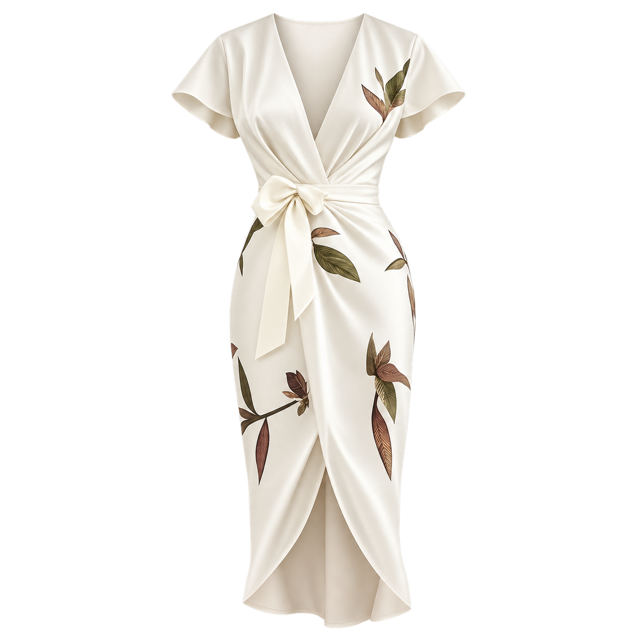 Vestido midi para mujer con parte delantera cruzada y cinturón de lazo