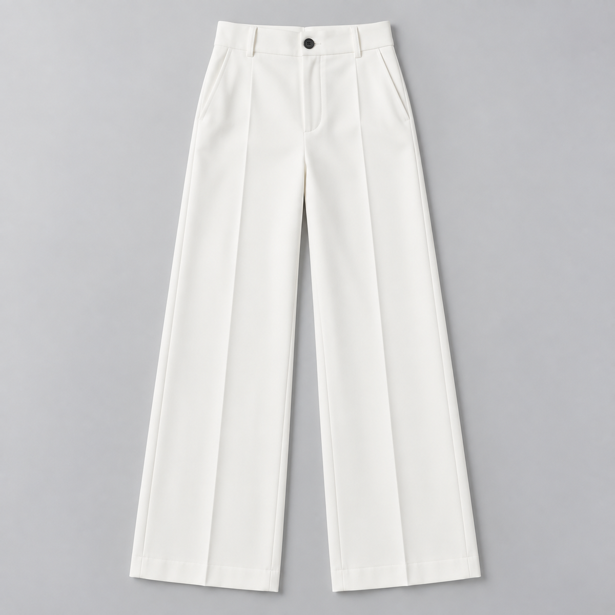 Pantalón de Talle Alto y Corte Recto | Cinturilla Elástica y Pliegues Delanteros | Estilo Versátil para Oficina y Fin de Semana