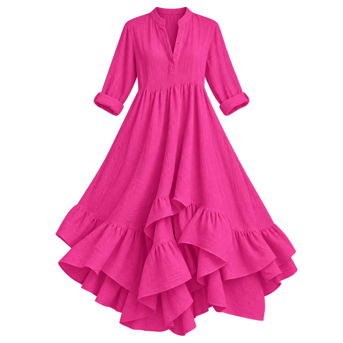Vestido largo de mujer con escote en V y falda fluida