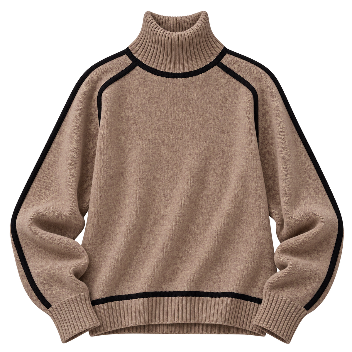Jersey de cuello alto para mujer con bordes en contraste
