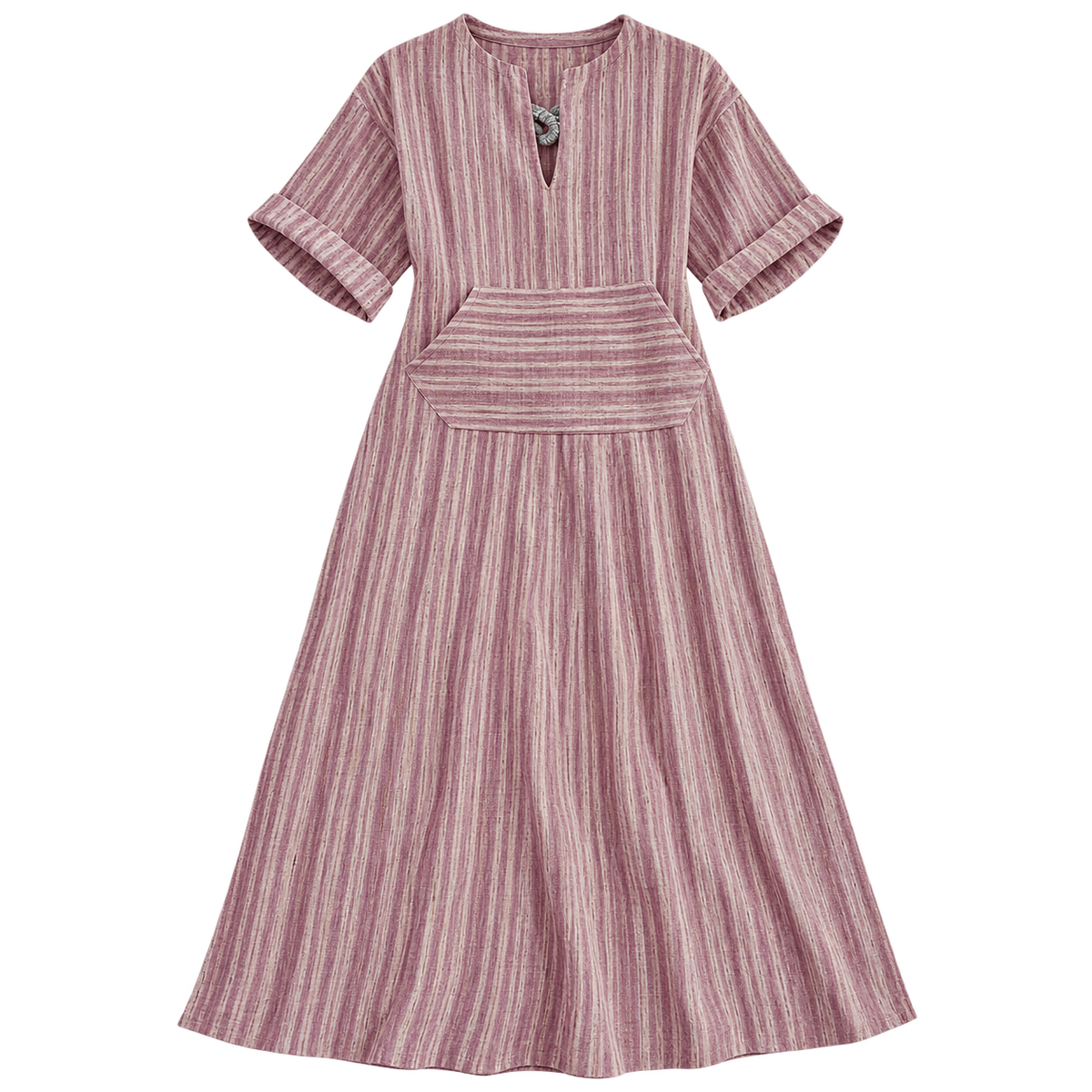 Vestido largo de mujer con escote en V y rayas verticales