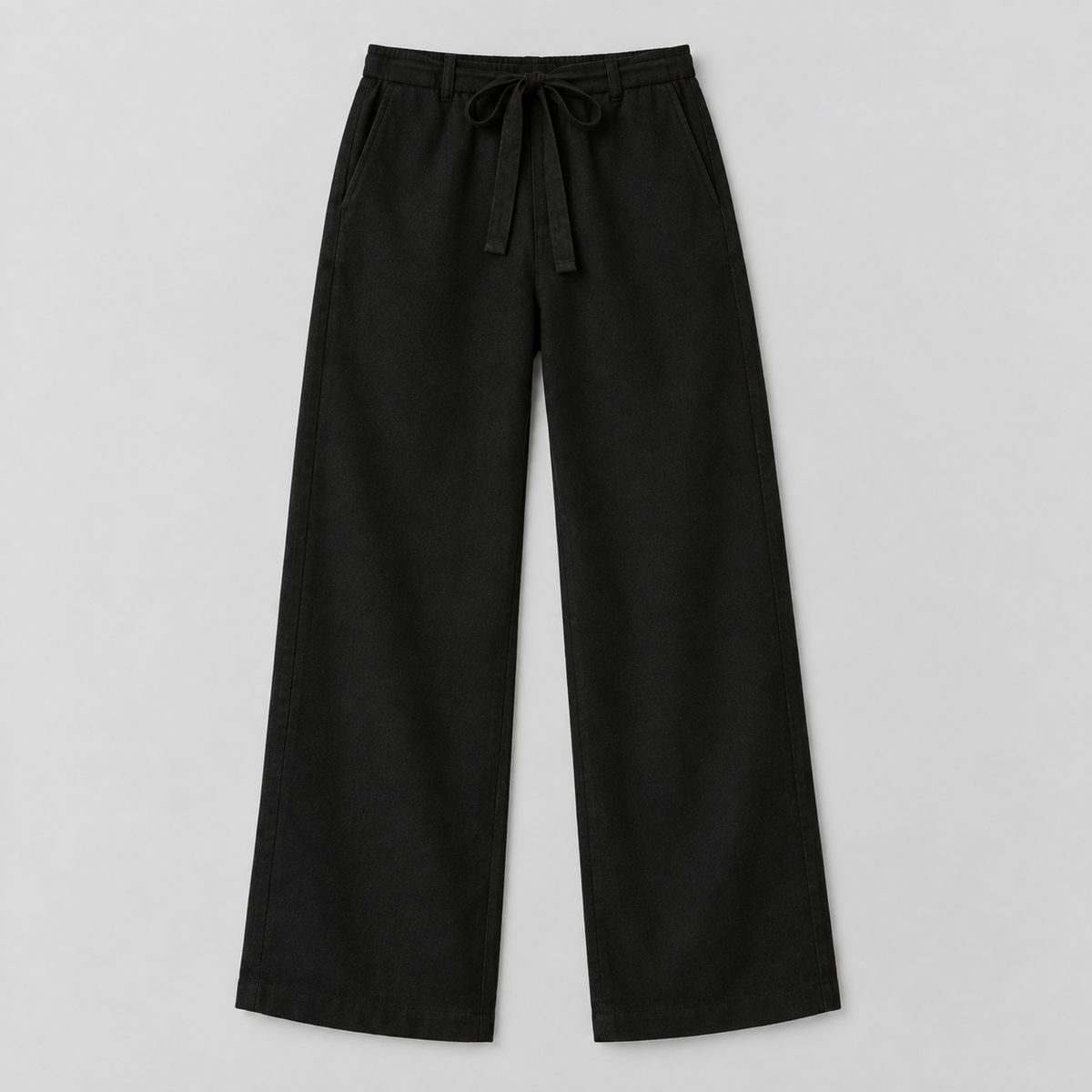 Pantalón Recto de Mujer con Cintura Elástica | Cordón Ajustable y Piernas Largas | Corte Fluido para Oficina y Uso Diario