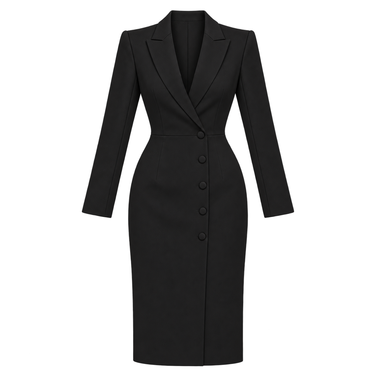 Vestido Blazer Mujer con Escote Cruzado en V y Fila de Botones