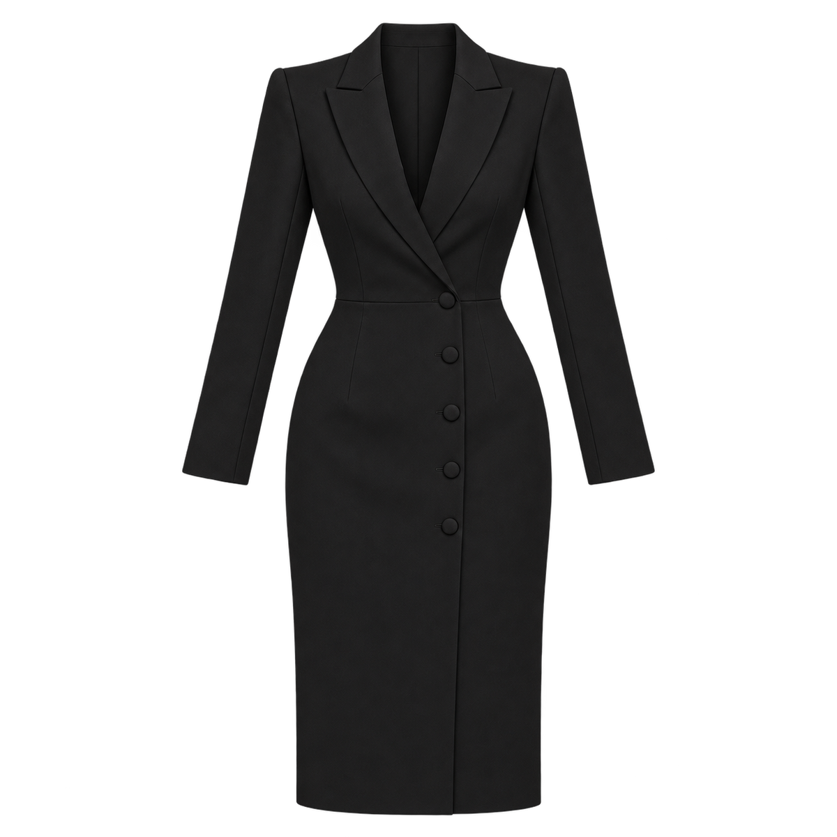 Vestido Blazer Mujer con Escote Cruzado en V y Fila de Botones