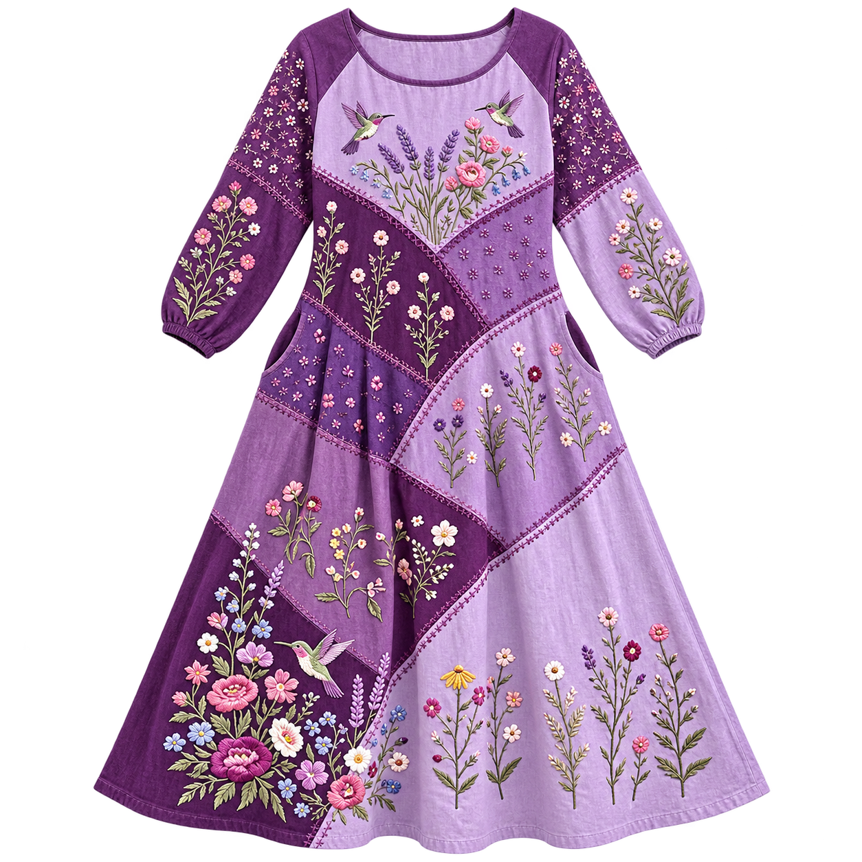 Vestido de mujer con flores pintadas a mano