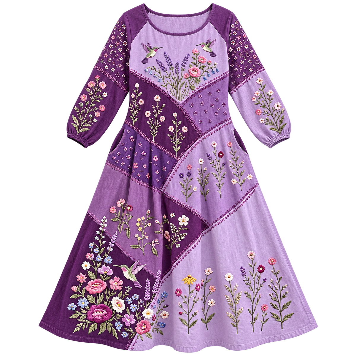 Vestido de mujer con flores pintadas a mano