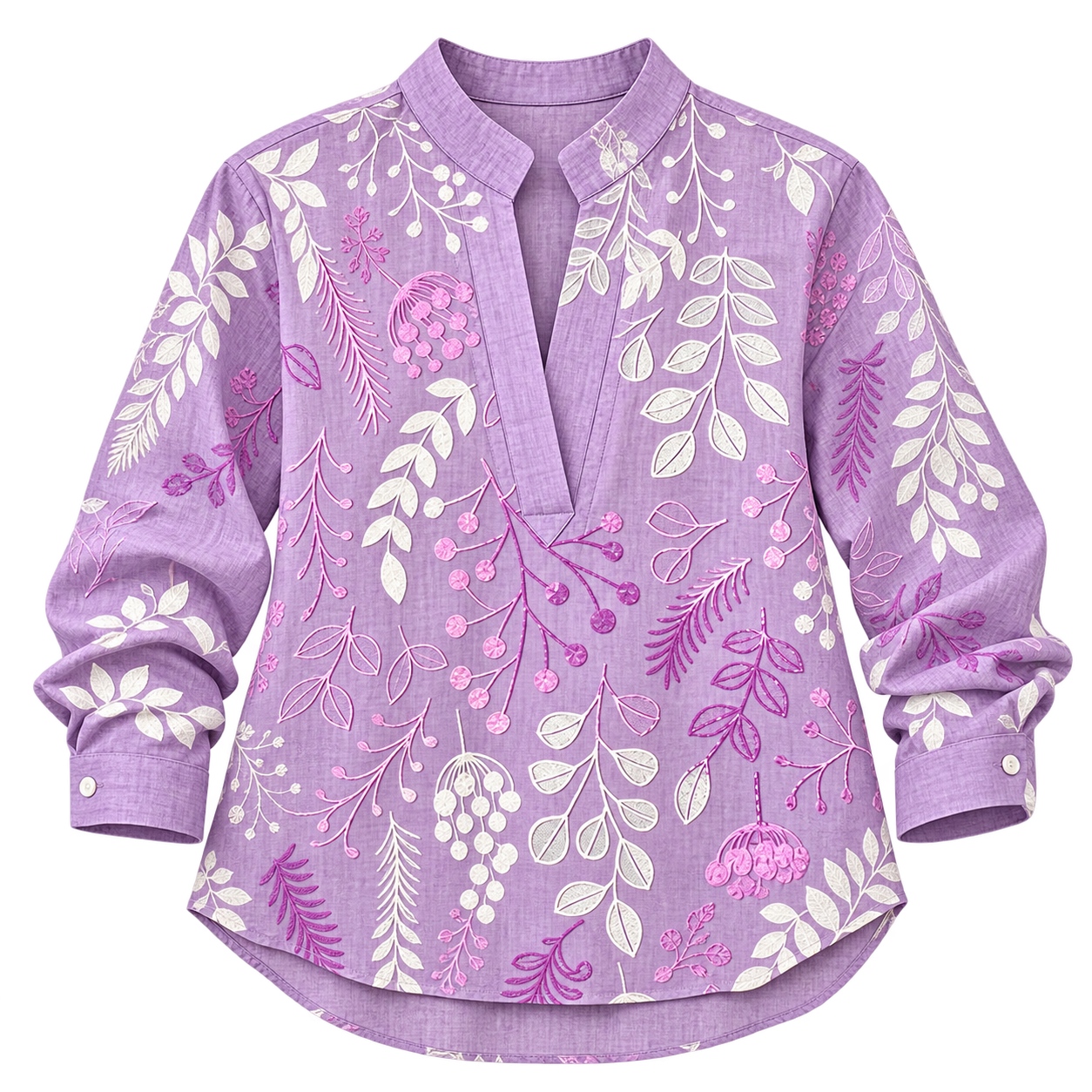 Blusa de mujer con estampado de flores y escote en V