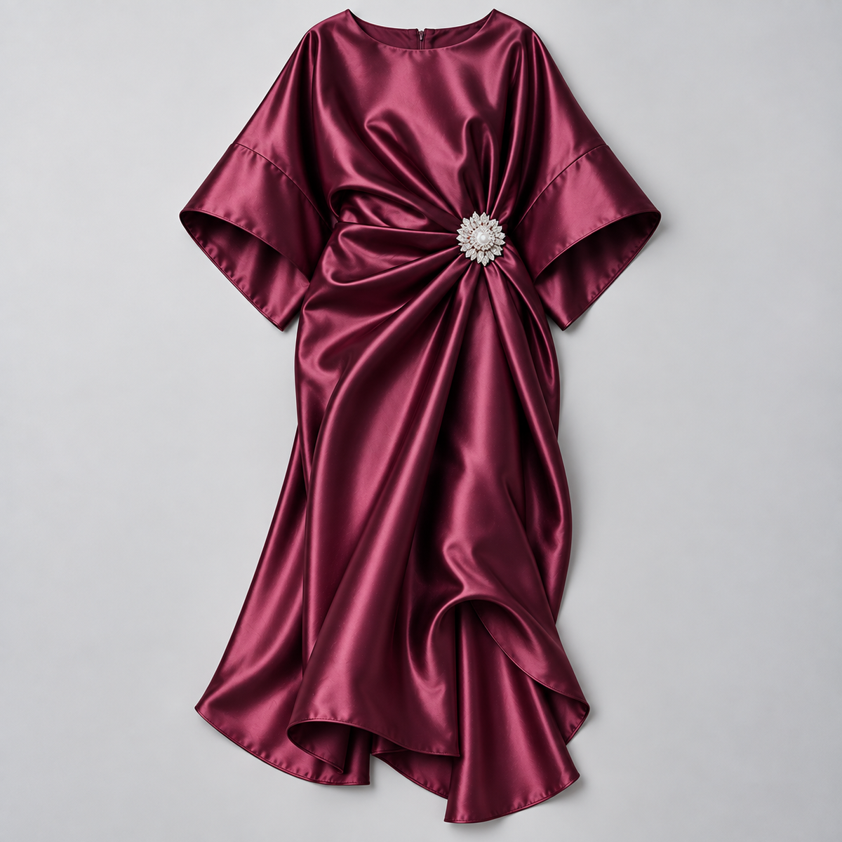 Vestido Midi Cruzado y Acampanado con Mangas Amplias | Corte Fluido y Femenino | Estilo para Bodas y Eventos Especiales