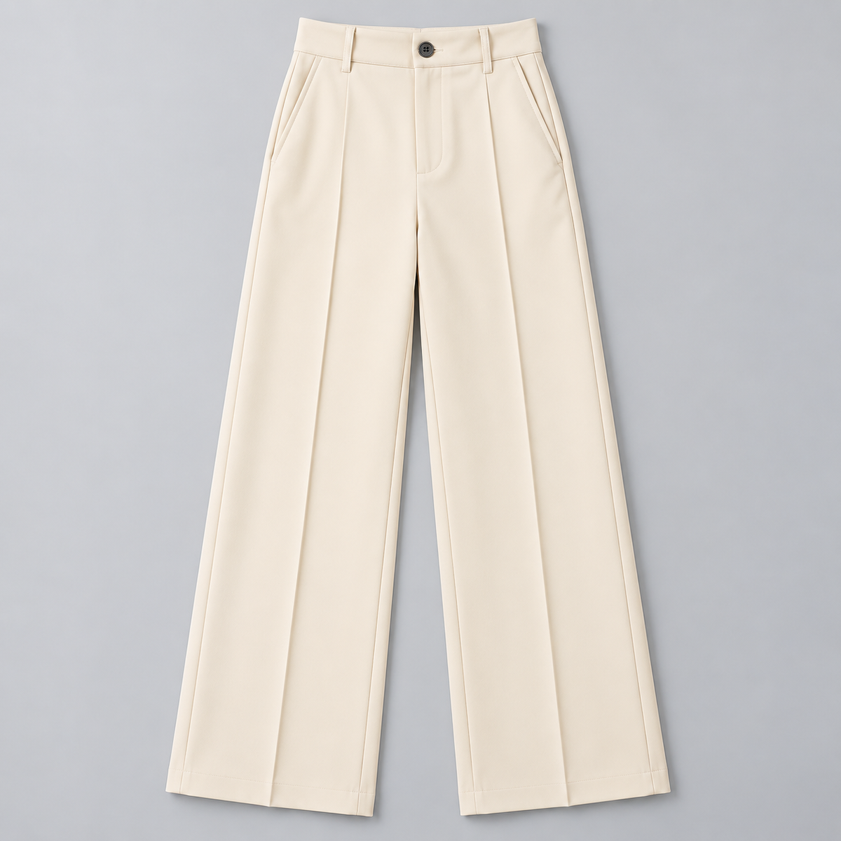 Pantalón de Talle Alto y Corte Recto | Cinturilla Elástica y Pliegues Delanteros | Estilo Versátil para Oficina y Fin de Semana